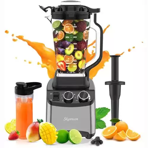 Blender for Shakes and Smoothies,SKANWEN Professional Countertop Smoothie Blender for Crushing Frozen Fruit & Ice,Blenders for Kitchen with Variable Speed and Self-Cleaning 62 Oz BPA-Free Containe...