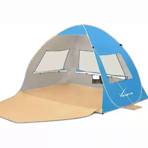 Venustas Beach Tent, Pop Up Beach Tent, Pop Up Beach Shade with UPF 50+, Portable Sun Shade Pop Up Tent, Light Weight Pop Up Beach Shade for 3-4 People