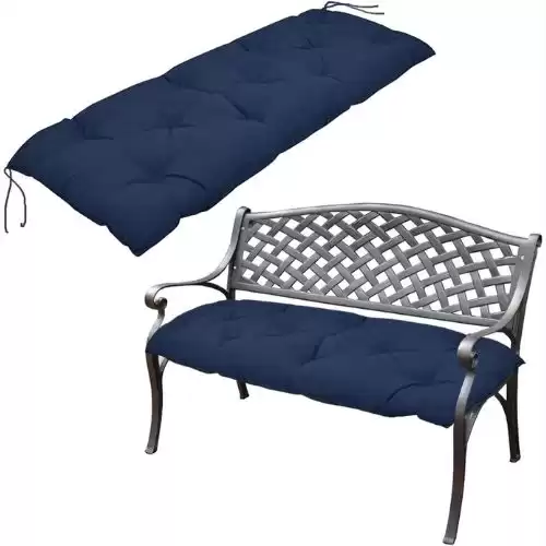 Waterproof Indoor/Outdoor Garden Bench Seat Cushions，Thicken Patio Bench Soft Rocking Chairs Pad Lounger Seat for Wicker Loveseat Settee（59 X 19.6 in，Navy）