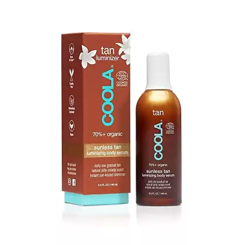 COOLA Organic Sunless Tanner Serum, Self Tan Luminizing Body Serum, Piña Colada, 5 Fl Oz