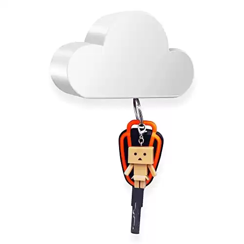 Wal Mounted White Cloud Magnetic Key Holder (Strong Enough To Hold Many Keys)