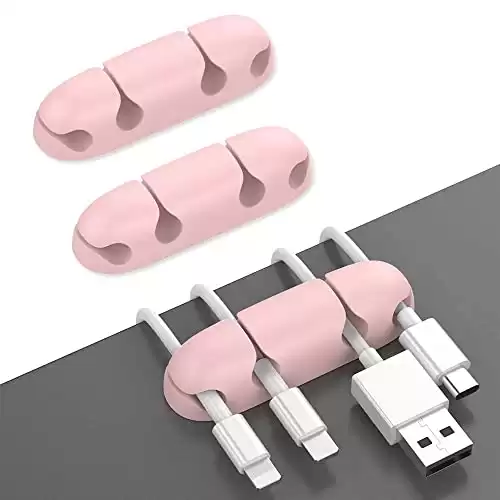 Strong Adhesive Cord Keeper Cable Clips For Home & Office (Pink)