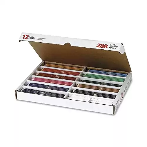 Prang Thick Core Colored Pencils Master Pack, 3.3 Millimeter Cores, 7 Inch Length, 12 Assorted Colors, 288 Count (82408), Multicolored