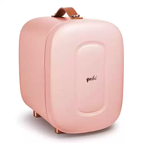 QUBI Mini Fridge, Professional Skincare Fridge, Mini Cosmetics Makeup Fridge, Compact Fridge 5 Liter (Pink, 5L)