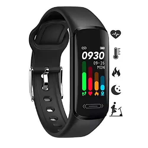 Fitness Tracker HR, Activity Fitness Trackers with Body Temperature Heart Rate Sleep Health Blood Pressure Monitor, IP68 Waterproof Calorie Steps Counter Tracker Pedometer Watch for Men Women Teens