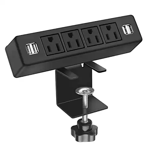 Desk Clamp Power Strip With 4 USB Ports And 4 AC Outlets For Home Office