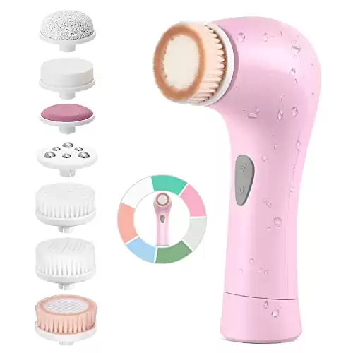 Facial Cleansing Brush Face Scrubber：Electric Exfoliating Spin Cleanser Device Waterproof Cleaning Exfoliation Rotating Spa Machine - Stand Electronic Acne Skin Washer Spinning Cleaner Tool System S...