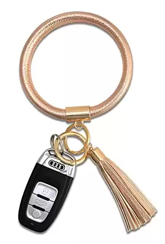 Coolcos Key Ring Bracelet - Wristlet Keychain With Leather Tassel