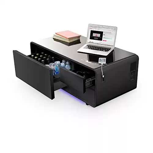 Sobro Coffee Table with Built in Fridge, Speakers, Outlets, LED Light, And More