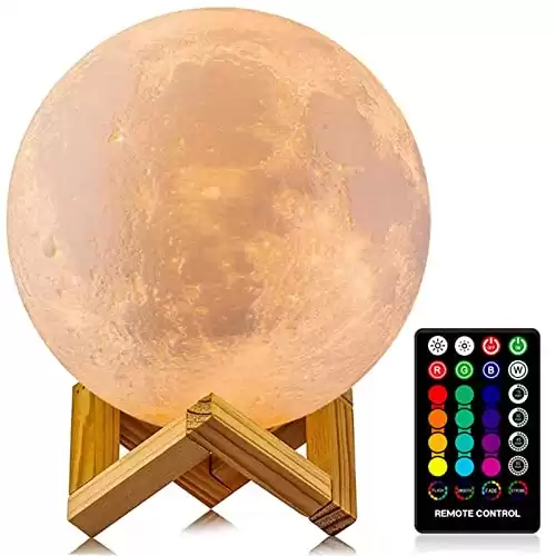 Moon Lamp, LOGROTATE 16 Colors LED Night Light 3D Printing Moon Light with Stand & Remote/Touch Control and USB Rechargeable, Moon Light Lamps for kids friends Lover Birthday Gifts (Diameter 4.8 I...