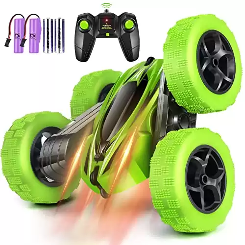 Rcfunkid Remote Control Car, 4WD RC Cars with Double Sided 360 Degrees Tumbling and Rotating, 2.4GHZ RC Stunt Car with LED, RC Car Toys for 8 Year Old Boys Girls