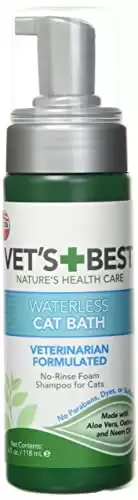 Vet's Best Waterless Cat Bath | No Rinse Waterless Dry Shampoo for Cats