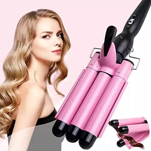 3 Barrel Curling Iron Wand - Dual Voltage Temperature Adjustable 25mm Hair Crimper,1 Inch Ceramic Tourmaline Triple Barrels,Hair Waving Styling Tools