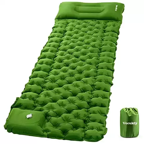 Inflatable Camping Air Mat Sleeping Pad With Pillow And Built-In Pump, Ultralight, Durable, Waterproof