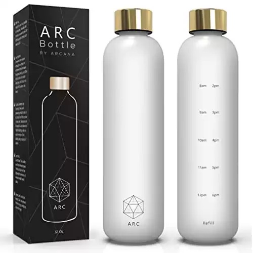 Arc Bottle 32oz Clear Frosted Water Bottle With Time Markers