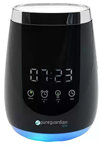 Guardian Technologies Diffuser for Essential Oils, Ultrasonic, Cool Mist, Aromatherapy Creates Relaxing Environment, Optional Night light, Alarm Clock, Timer, Up to 5-8 hours, Pure Guardian SPA260