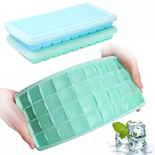 Flexible Easy Release BPA-Free Ice Cube Trays With Lids (2 Pack)