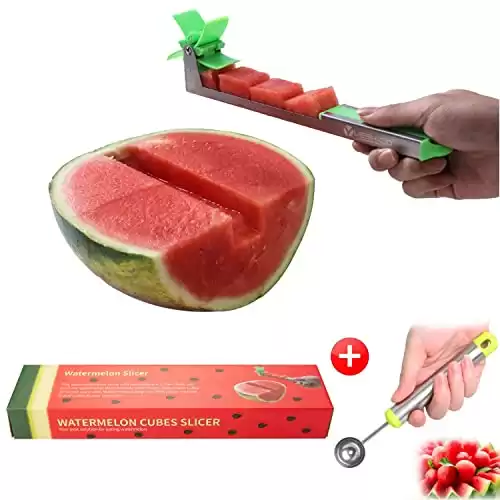 Stainless Steel Watermelon Slicer, Cutter, Knife & Corer With Melon Baller Scoop