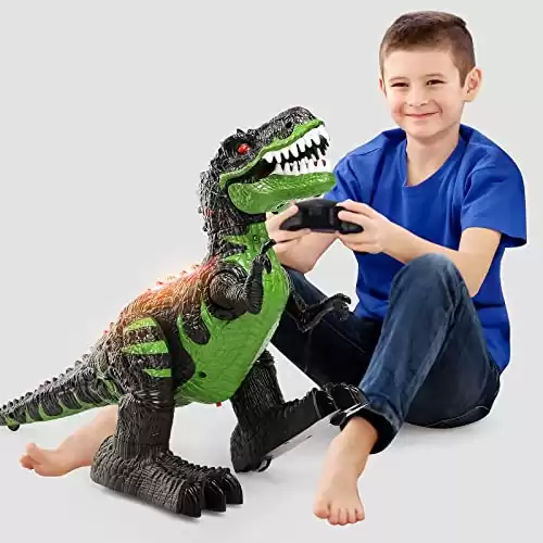 2.4Ghz Remote Control Dinosaur Toys, Walking Robot Dinosaur with LED Light & Sound, Simulation T-rex RC Dinosaur Toys for Boys