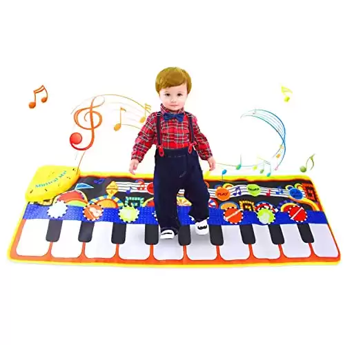 Cyiecw Piano Music Mat, Keyboard Play Mat Music Dance Mat with 19 Keys Piano Mat, 8 Selectable Musical Instruments Build-in Speaker & Recording Function for Kids Girls Boys, 43.3'' x14.2...