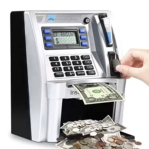 Realistic Fully Functioning Mini ATM Savings Bank For Kids