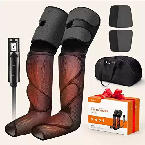 Air Compression Leg Massager for Circulation with Heat, Shiatsu Foot and Calf Massager for Relaxation with LCD Handheld Controller & 3 Modes 3 Intensities, Adjustable Wraps for All, Gifts for Mom ...