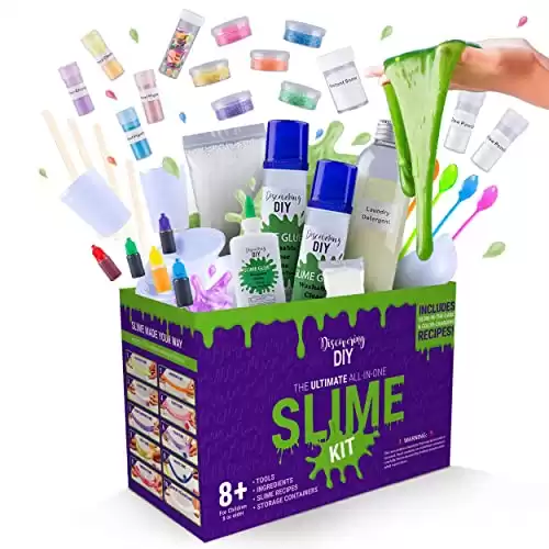 Discovering DIY Slime Kit for Girls and Boys - 52 Pieces Complete Slime Making Kit w/ Craft Supplies Included - Gifts & Girls Toys 8-10 Years Old and Older