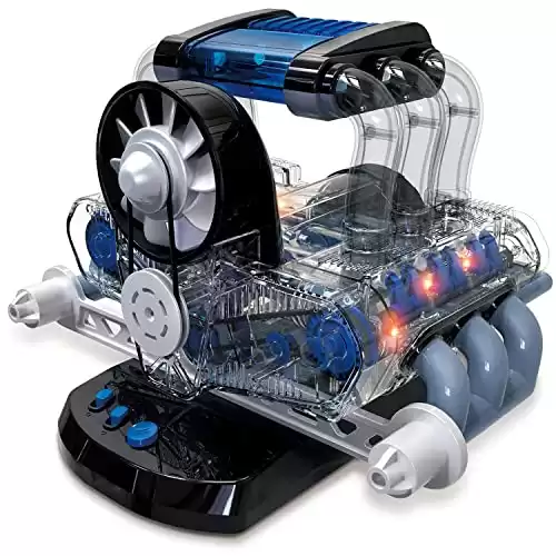 Playz Flat 6 Model Engine Building Kit - 320+ Pieces Revved-Up Internal V8 Style Combustion to Build Your Own Mini Engine That Works - DIY STEM Project & Gift for Kids, Teens, & Hobby Kit for ...