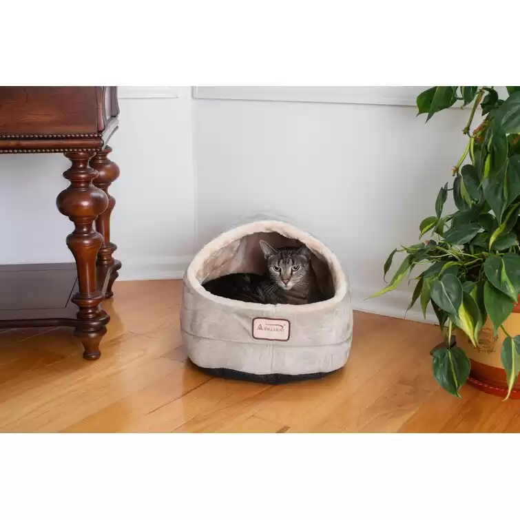 Soft and Durable Hooded Rectangle Cat Bed