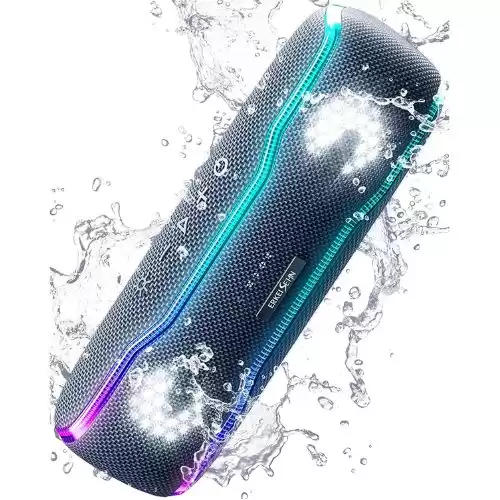 Portable Bluetooth Speaker, IPX7 Waterproof Wireless Speaker with Colorful Flashing Lights, 25W Super Bass with 24H Playtime, 100ft Bluetooth Range, TWS Pairing for Outdoor, Home, Party, Beach, Travel