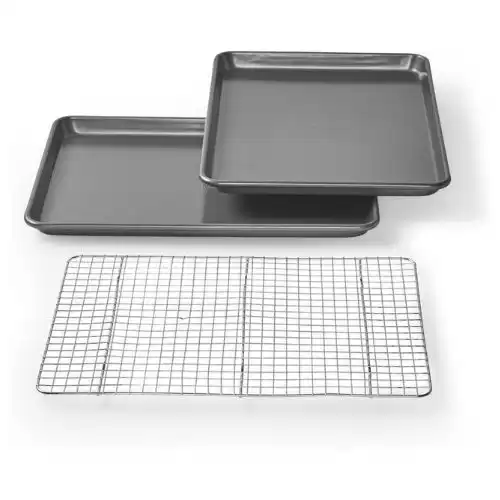 Chicago Metallic Professional Non-Stick Cookie/Jelly-Roll Pan Set with Cooling Rack, 17-Inch-by-12.25-Inch
