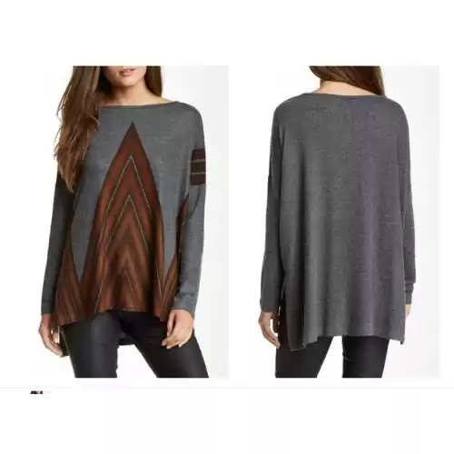 GO COUTURE Printed Dolman Sweater