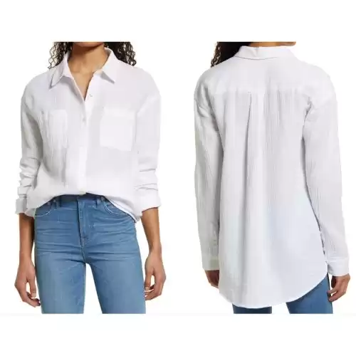 CASLON Long Sleeve Cotton Button-Up Shirt